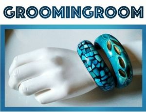 Bangles bracelet Set in Turquoise brass with carvi